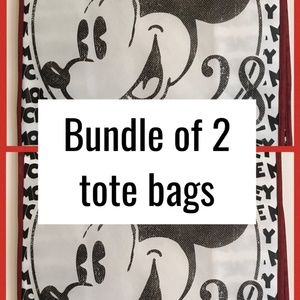 2 Disney Mickey Mouse Shopper Tote Bag Vintage Retro 1928 Grocery Beach Shopping